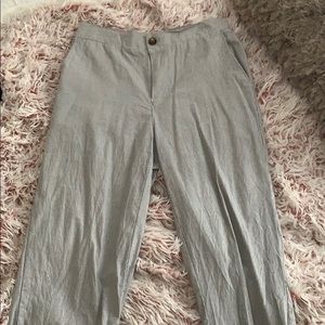 Light blue and white stripped capris